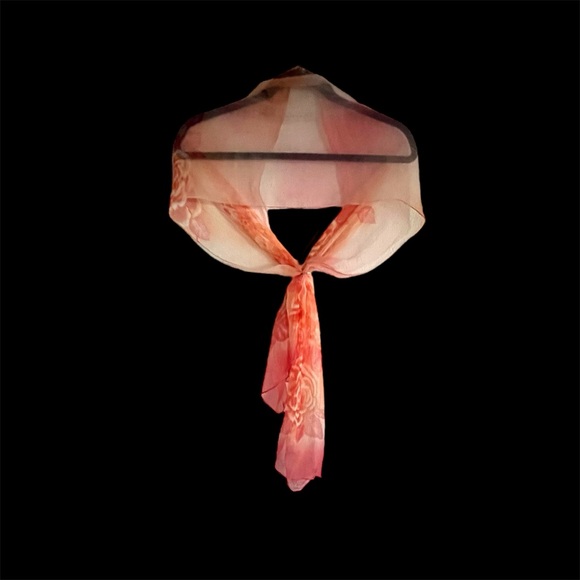 70's Vintage Mystery Scarf in Sheer Shades of Orange Sherbets & Cream ~ Perfect - Picture 16 of 16